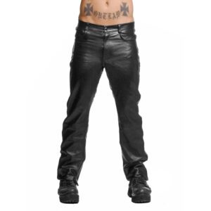 Police Leather Pants with Blue Stripe- 32 Inch Waist